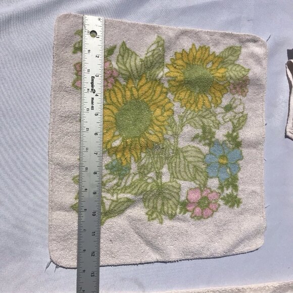 Vtg Cannon Royal Family  Sunflower 70s Floral Bath hand Wash Towel Set MCM Boho - Picture 8 of 16